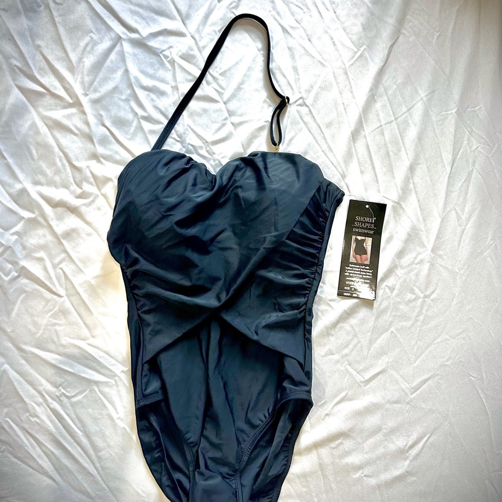 Shore Shapes Sz 8 Elegant Black One-Piece Swimsuit NWT